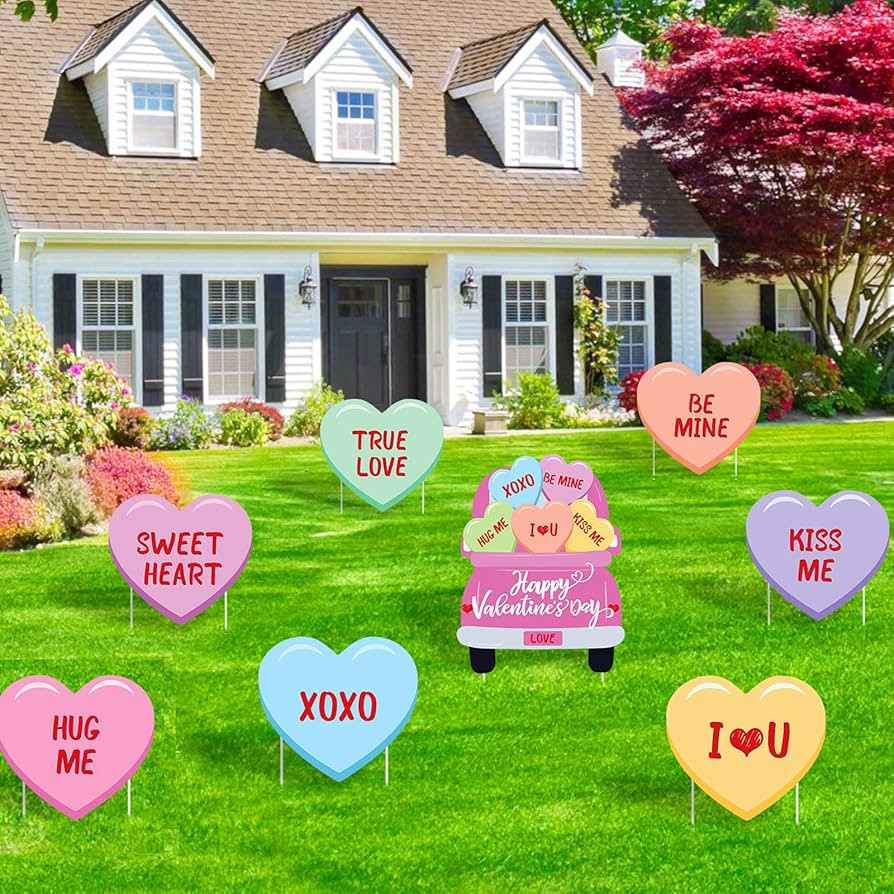 Valentine's Day Conversation Hearts Yard Signs Sweethearts Candy Sayings Outdoor Lawn Decorations... | Amazon (US)