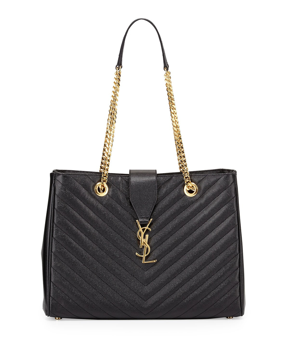 Saint Laurent Monogram Matelasse Shopper Bag, Black | Neiman Marcus