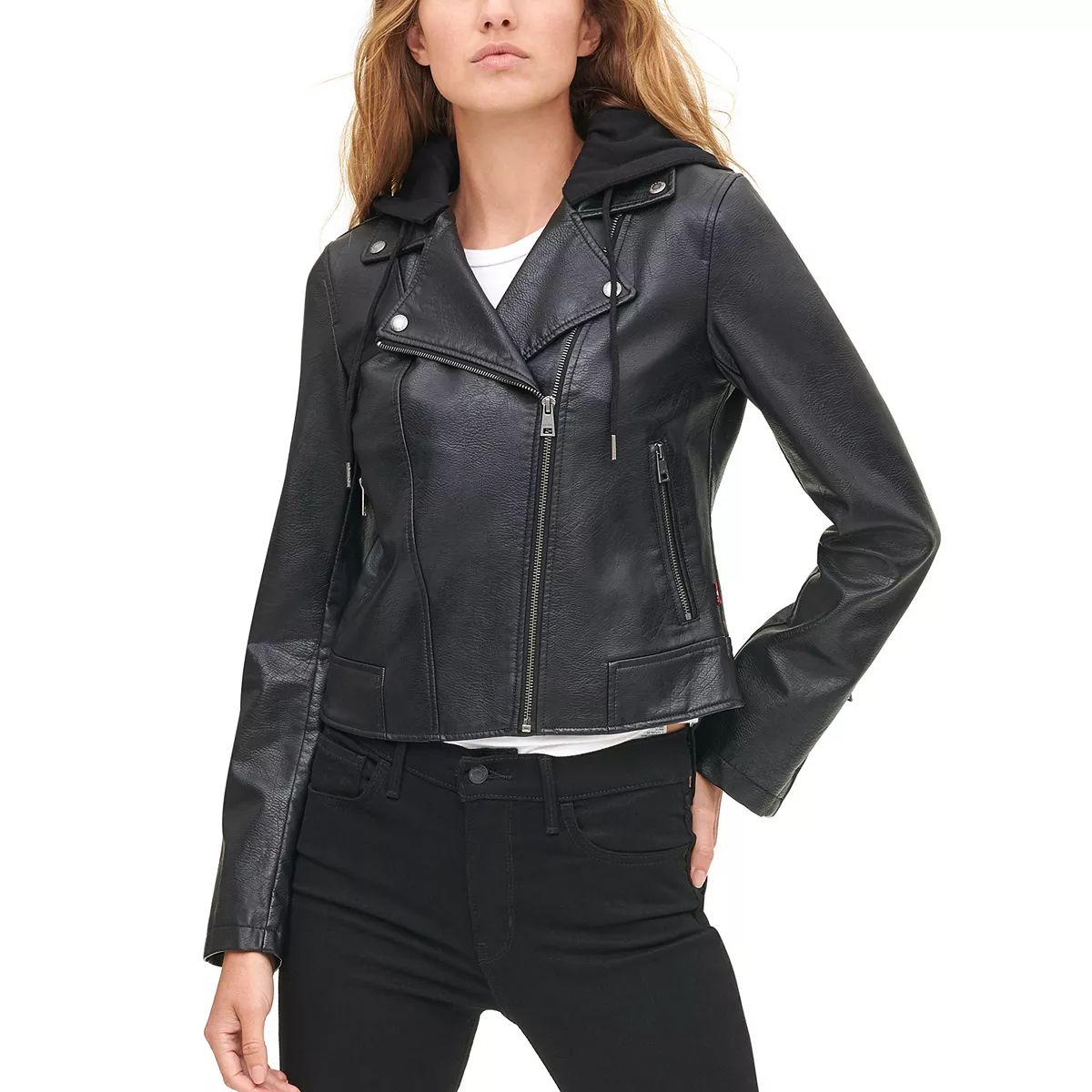 Women's Levi's® Classic Faux Leather Motorcycle Jacket with Jersey Hood | Kohl's