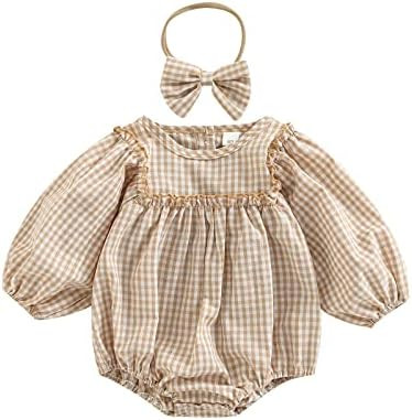 Douhoow Infant Baby Girl Plaid Romper Baby Sweatshirt Romper Ruffle Festival Clothes Fall Winter ... | Amazon (US)