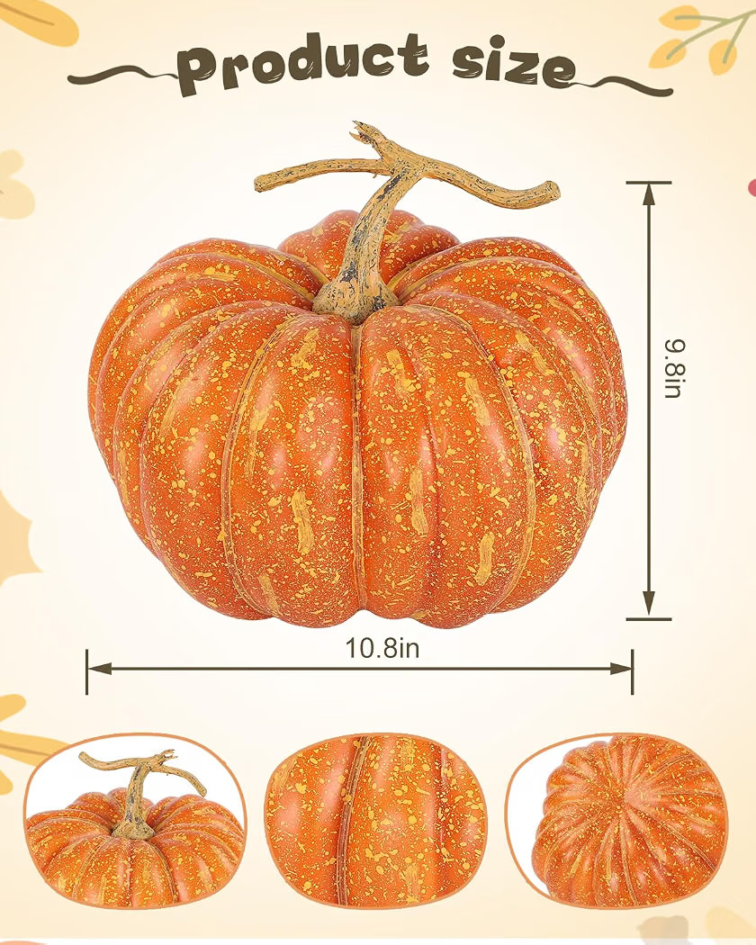 DuHouse Large Artificial Pumpkin \u2013 10.6"x9.8" Rustic Orange Foam Pumpkin | Amazon (US)