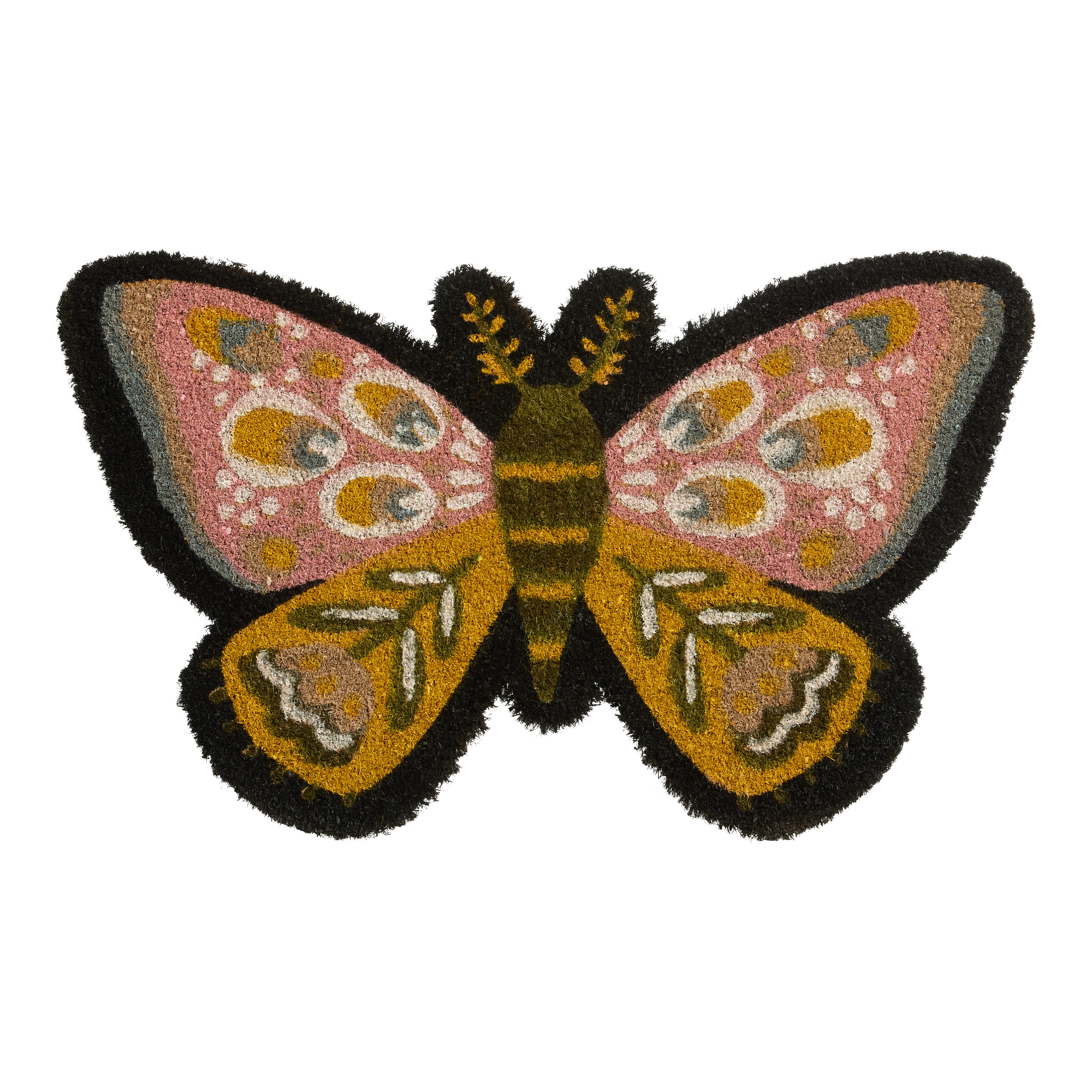 Multicolor Mystic Moth Shaped Coir Doormat | World Market
