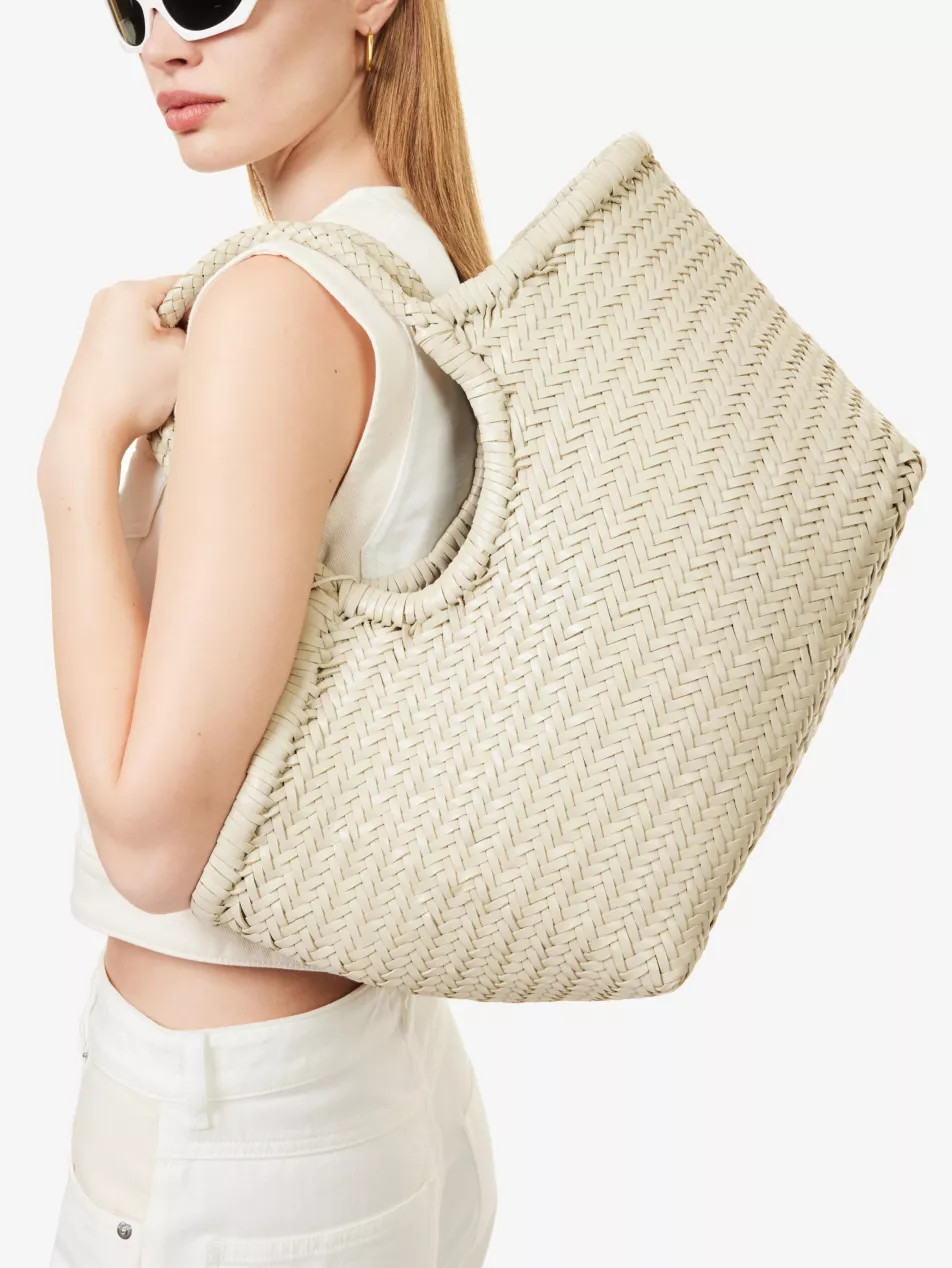 Nantuket woven-leather top-handle tote bag | Selfridges