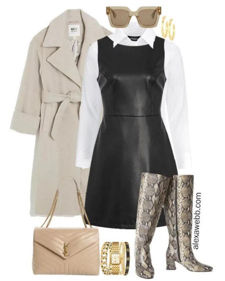 A plus size faux leather pinafore dress styled for the office by Alexa Webb #plussize 

#LTKworkwear #LTKstyletip #LTKplussize