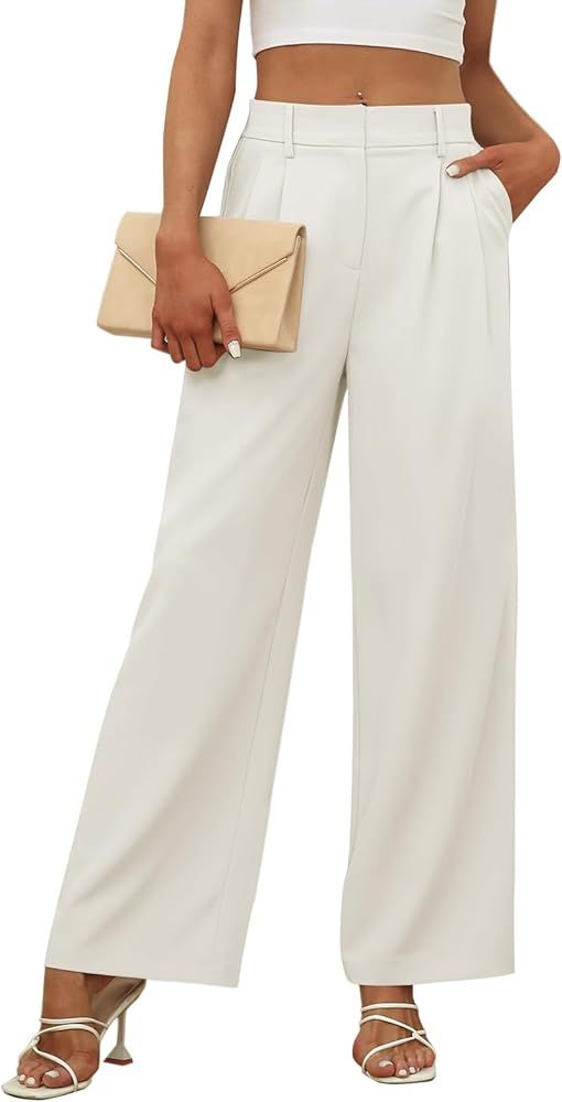 LILLUSORY Womens Wide Leg Dress Pants Hight Waisted Work Business Causal Loose Palazzo Trousers | Amazon (US)