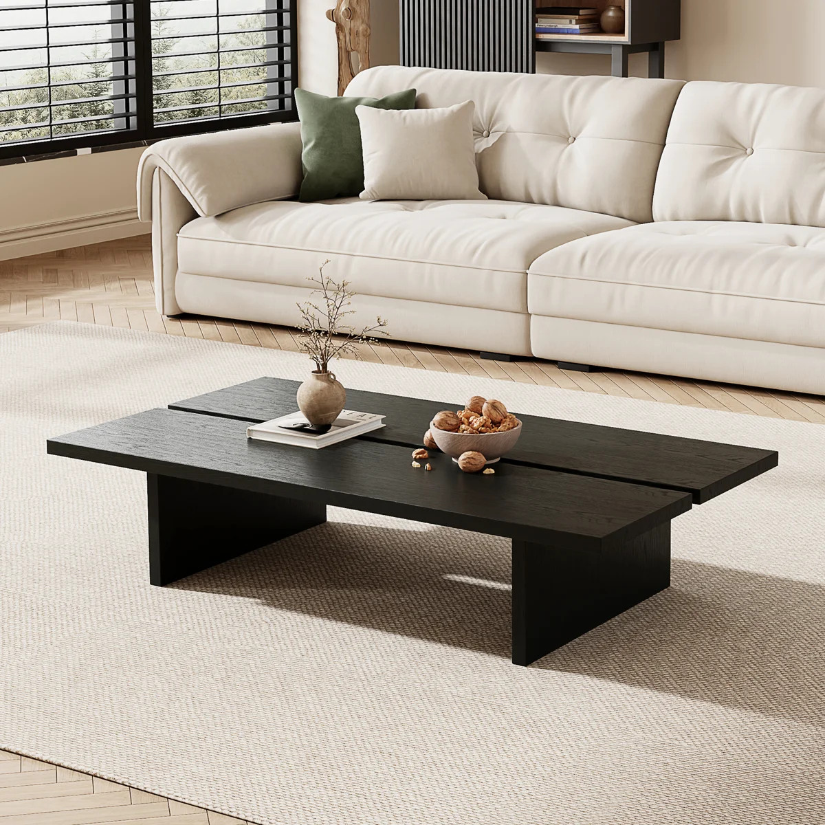Modern Rectangular Coffee Table, Pretty Wood Texture | Wayfair North America