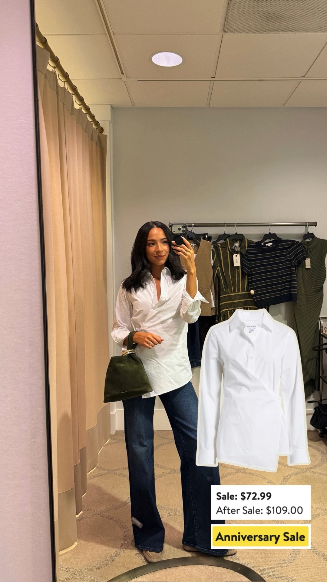 30% OFF & still in stock 🍁🍂 Wearing size S wrap button-up shirt - also comes in light blue and under $100, jeans fit tts 

fall outfit, fall fashion, nsale, nordstrom sale, nordstrom anniversary sale, nordstrom sale outfit, sale outfit, fall shoes, mom outfit, postpartum outfit, casual outfit, casual chic outfit, mother jeans, designer jeans

#LTKSaleAlert #LTKSeasonal