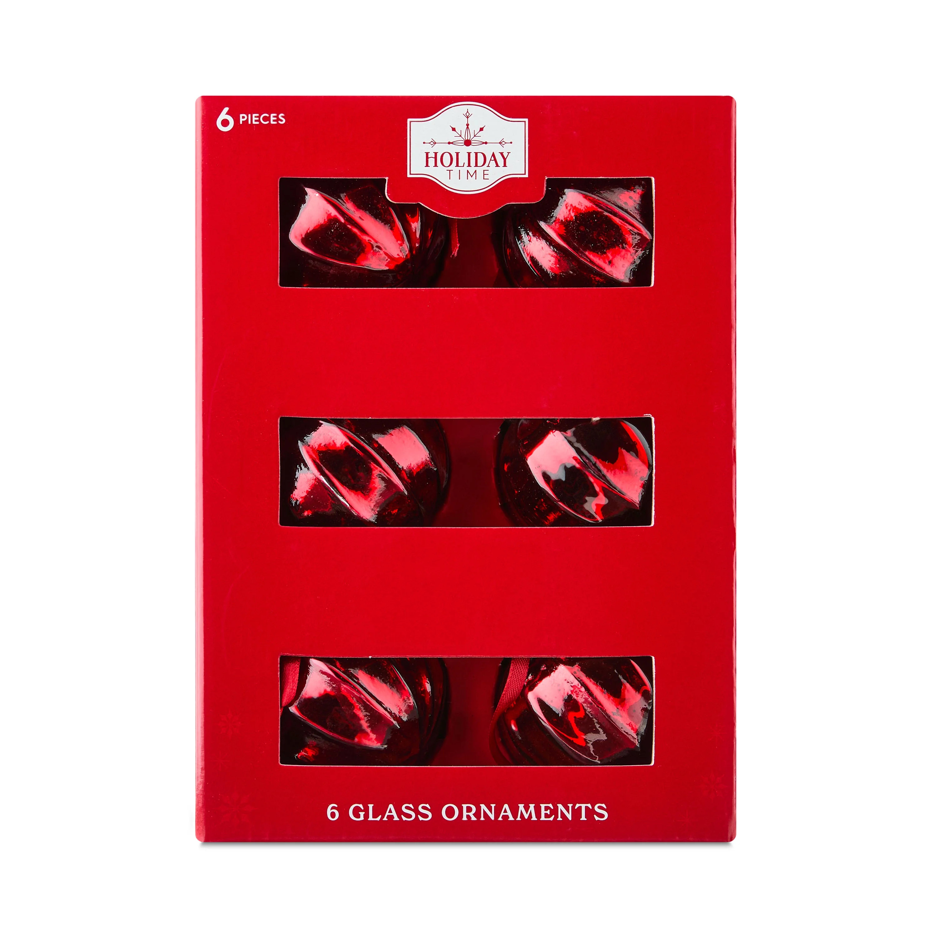 6 Count Red Glass Ball Christmas Ornaments, 3", by Holiday Time | Walmart (US)