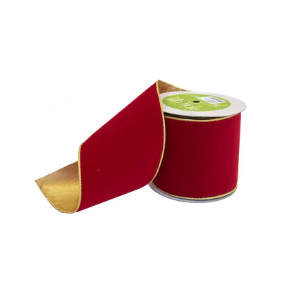 Cherry Red with Gold Back 4" Ribbon | Fig and Dove