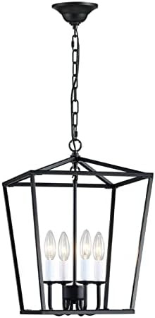 ANJIADENGSHI Lantern Pendant Light Industrial Vintage Lantern Iron Cage Hanging with 4 E12 Bulbs ... | Amazon (US)