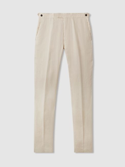 Slim Fit Linen Adjuster Trousers | Reiss UK