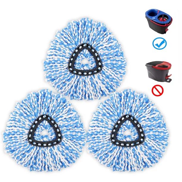 Happylost 3 Packs Easywring Rinse Clean Mop Heads Replacement for O Cedar, Mop Refills Spin mops ... | Walmart (US)