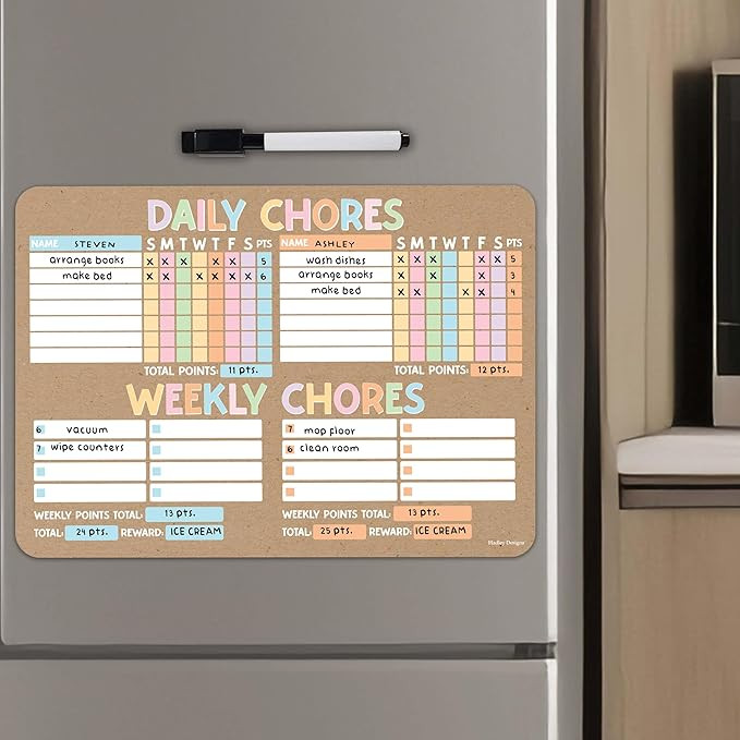 Hadley Designs Colorful Dry Erase Chore Chart for Multiple Kids-Kids Chore Chart, Magnetic Chore ... | Amazon (US)