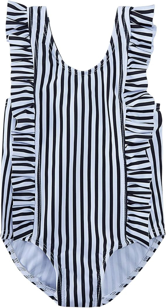 RAISEVERN Baby Girls Swimsuit Ruffles Bathing Suits Cute Beach Sport Swimming Backless Summer One... | Amazon (US)
