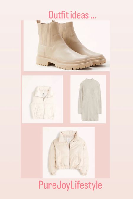 Cream colored outfits, mock neck sweater dress, sweater dress, tailored pants, straight pants, winter white pants, puffer jacket, puffer vest, block heels boots, booties, chunky boots , cream boots, neutral aesthetic, neutral outfits 

#LTKshoecrush #LTKSeasonal #LTKstyletip