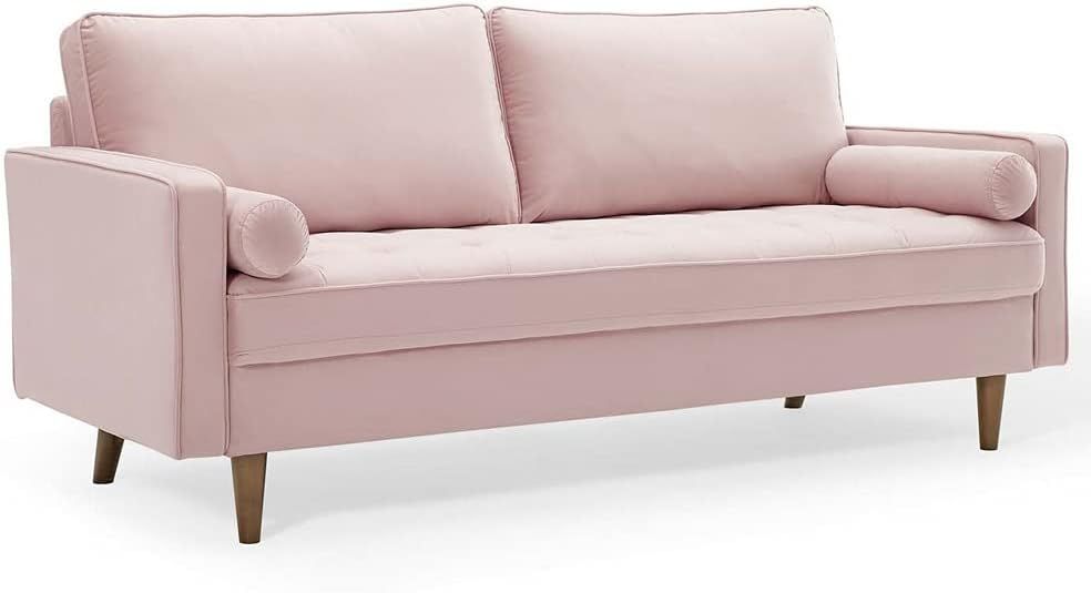 Modway Valour Sofa Performance Velvet Upholstered Tufted, Pink | Amazon (US)