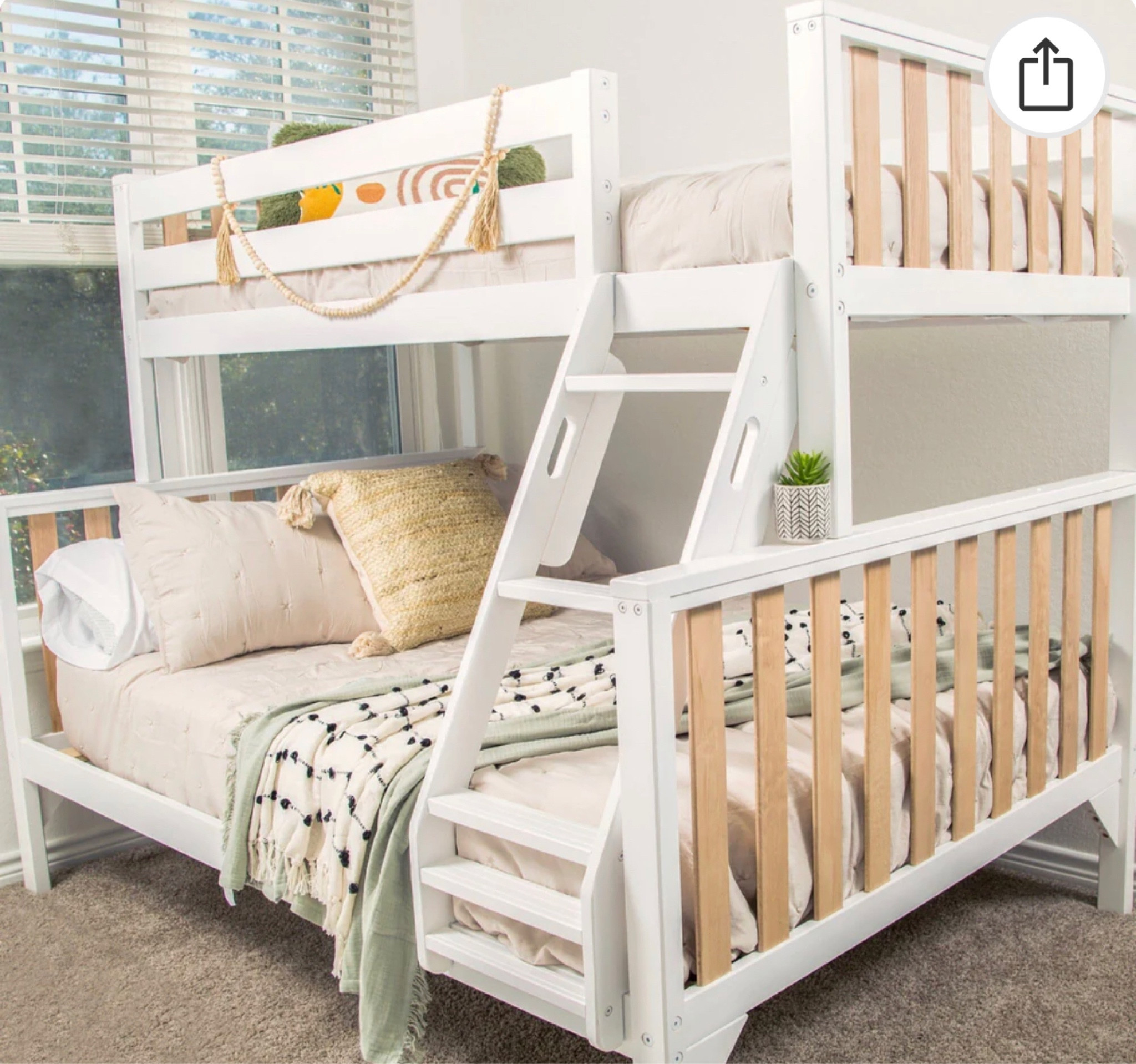 Twin over full bunk bed, natural wood and white bunk bed 

#LTKkids #LTKhome