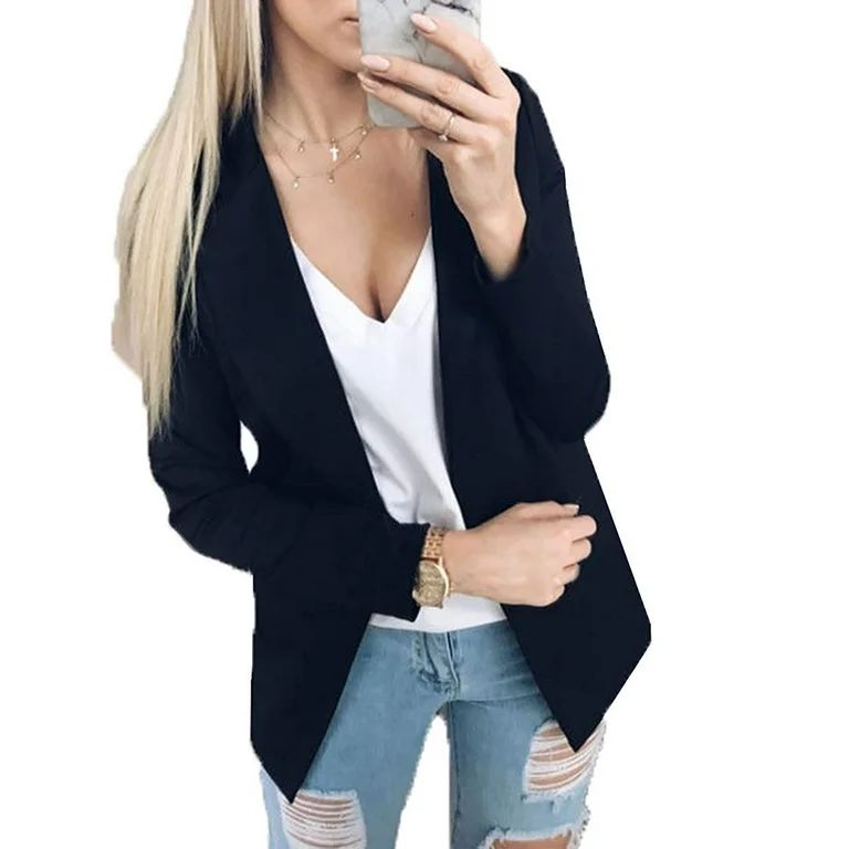 brilliantme Women's Blazer Long Sleeve Open Front Blazer Office Lapel Cardigan Business Jacket | Walmart (US)