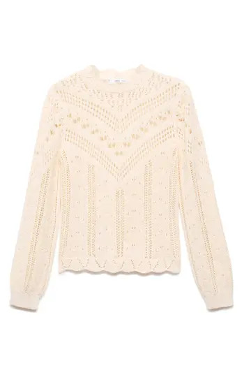 MANGO Espina Open Stitch Sweater in Ecru at Nordstrom Rack, Size Medium | Nordstrom Rack