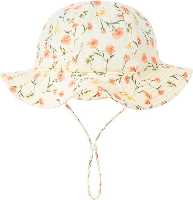 Baby Girl Sun Hats, Summer Baby Hats, UPF 50+Toddler Sun Hat,Beach Wide Brim Bucket Hat for Girl ... | Amazon (US)