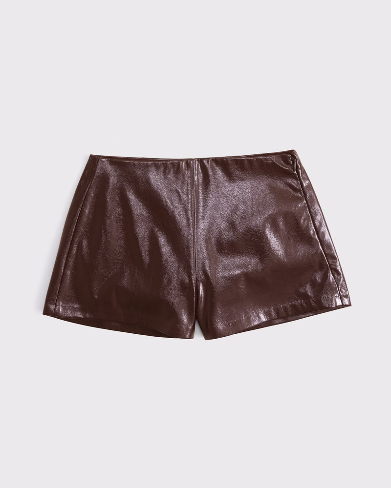 Women's Curve Love Stretch Vegan Glossy Leather Micro Short | Women's Bottoms | Abercrombie.com | Abercrombie & Fitch (US)