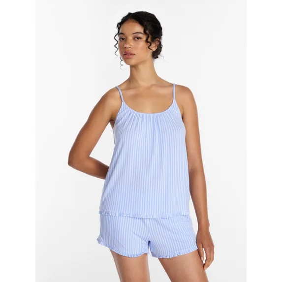 Joyspun Women’s Modal-Blend Ruffle Trim Cami and Shorts Sleepwear Set, 2-Piece, Sizes XS-3X | Walmart (US)