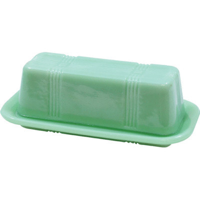 TableCraft Jadeite Green Glass Butter Dish | eBay US