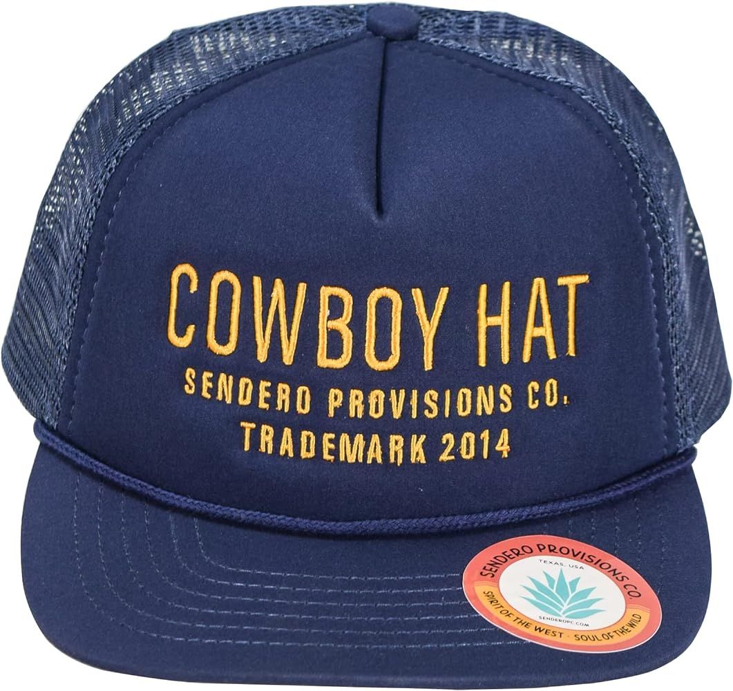 Sendero Provisions Co. Cowboy Hat Embroidered Logo Snapback Trucker Cap Navy, One Size | Amazon (US)