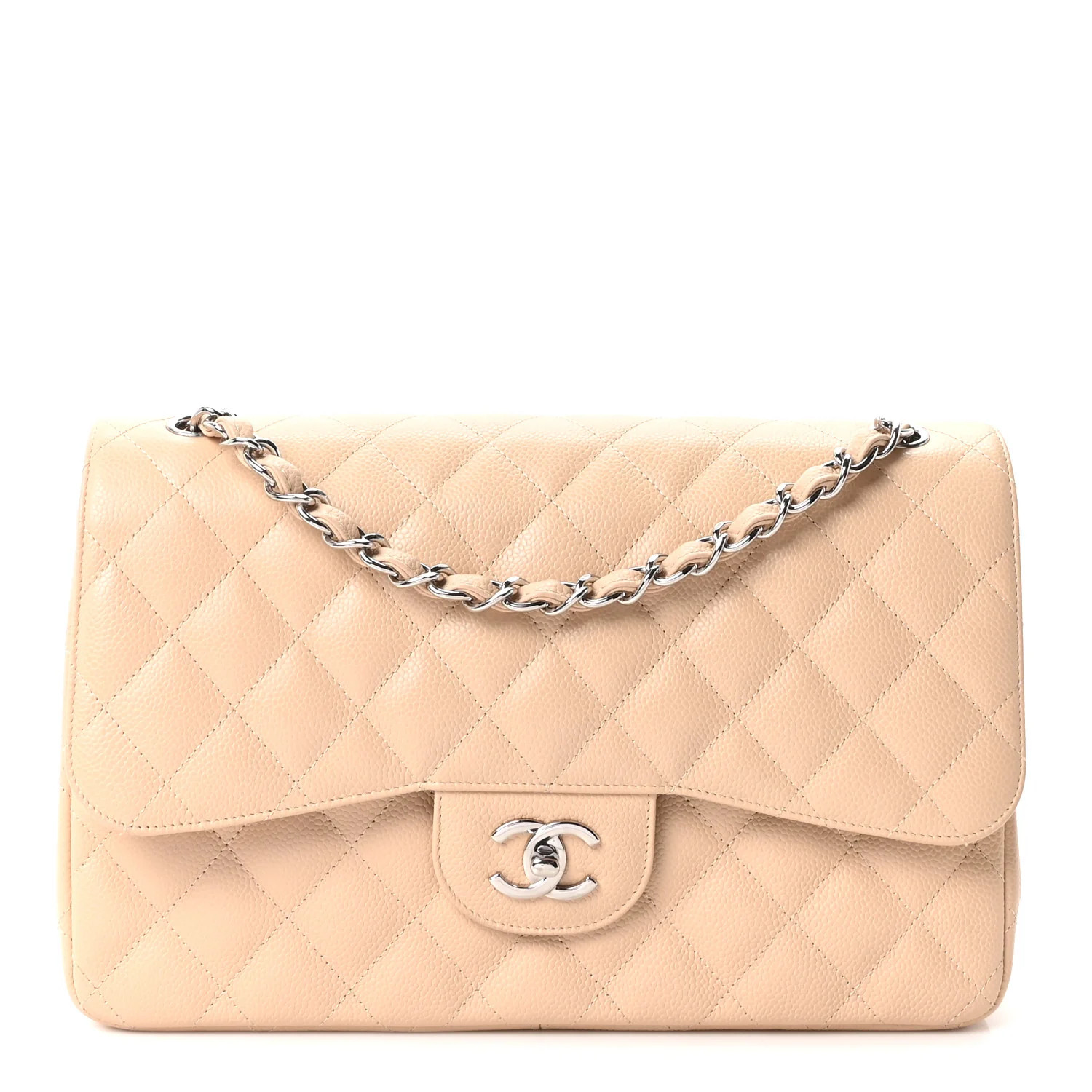 Chanel Caviar Quilted Jumbo Double Flap Beige Clair 1939262 | FASHIONPHILE (US)