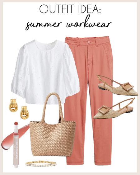 The perfect summer workwear outfit! 

#workwear

Summer workwear outfit. Summer style. Elevated casual summer outfit. Chino pants for summer. White eyelet blouse. Amazon work tote. Amazon summer work shoes  

#LTKStyleTip #LTKSeasonal #LTKWorkwear