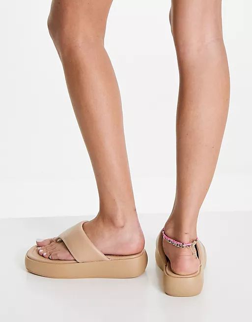 ASOS DESIGN Francesca flatform sandals in beige | ASOS (Global)