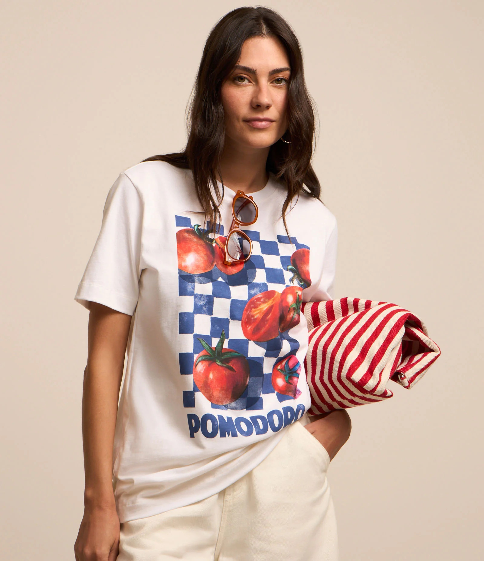 Camiseta em Algodão com Estampa Xadrez Pomodoro Branco - Lojas Renner | Renner (BR)