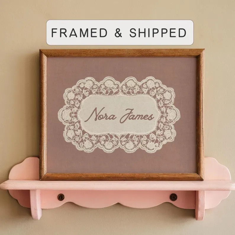 Lace Personalized Girl Name Poster, Nursery Wall Art with Frame | Etsy (Global)