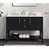Home Decorators Collection Sherway 49 in. Double Sink Black Bath Vanity with White Carrara Marble Top (Assembled) 19061-VS49-BK | The Home Depot