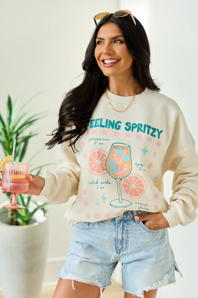 Feeling Spritzy Cream Graphic Sweatshirt | Pink Lily