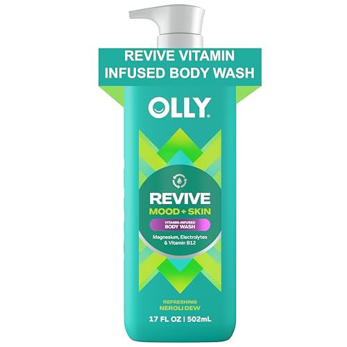 OLLY Revive Body Wash with Magnesium, Electrolytes & Vitamin B12– Nourishing Cleanser for Skin Barrier Repair, Deep Hydration, Refreshing Nerolidew Scent, 17 oz | Amazon (US)