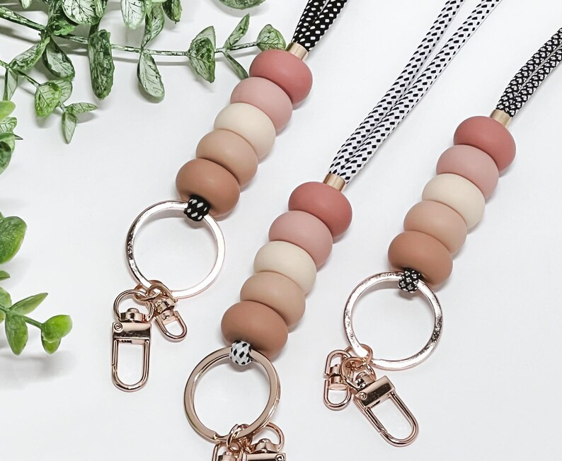 Boho Neutral Ombre Lanyard, Teacher Lanyard, Nurse Lanyard, Badge ID Holder, Beaded Lanyard, Blus... | Etsy (US)