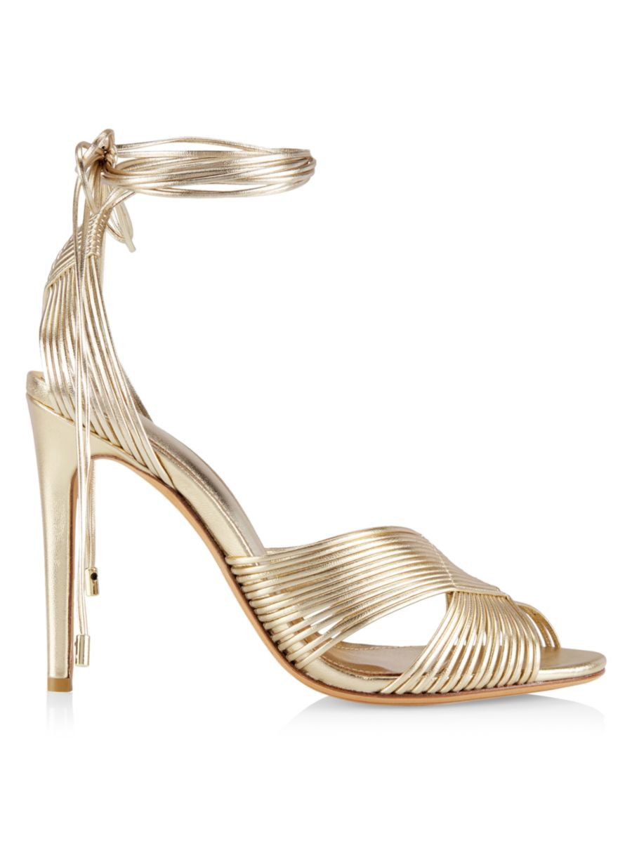 Ginny 100MM Metallic Leather Heels | Saks Fifth Avenue