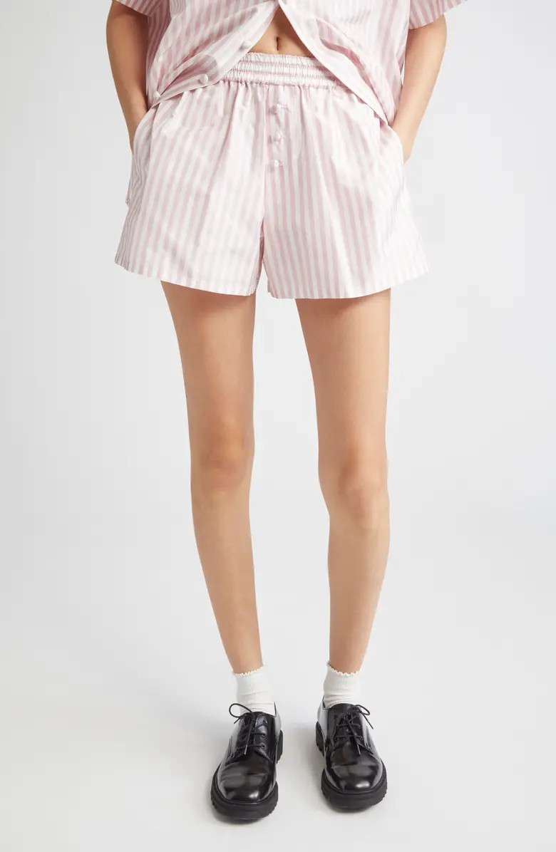 Tanner Fletcher Gender Inclusive Winnie Stripe Silk Boxer Shorts | Nordstrom | Nordstrom