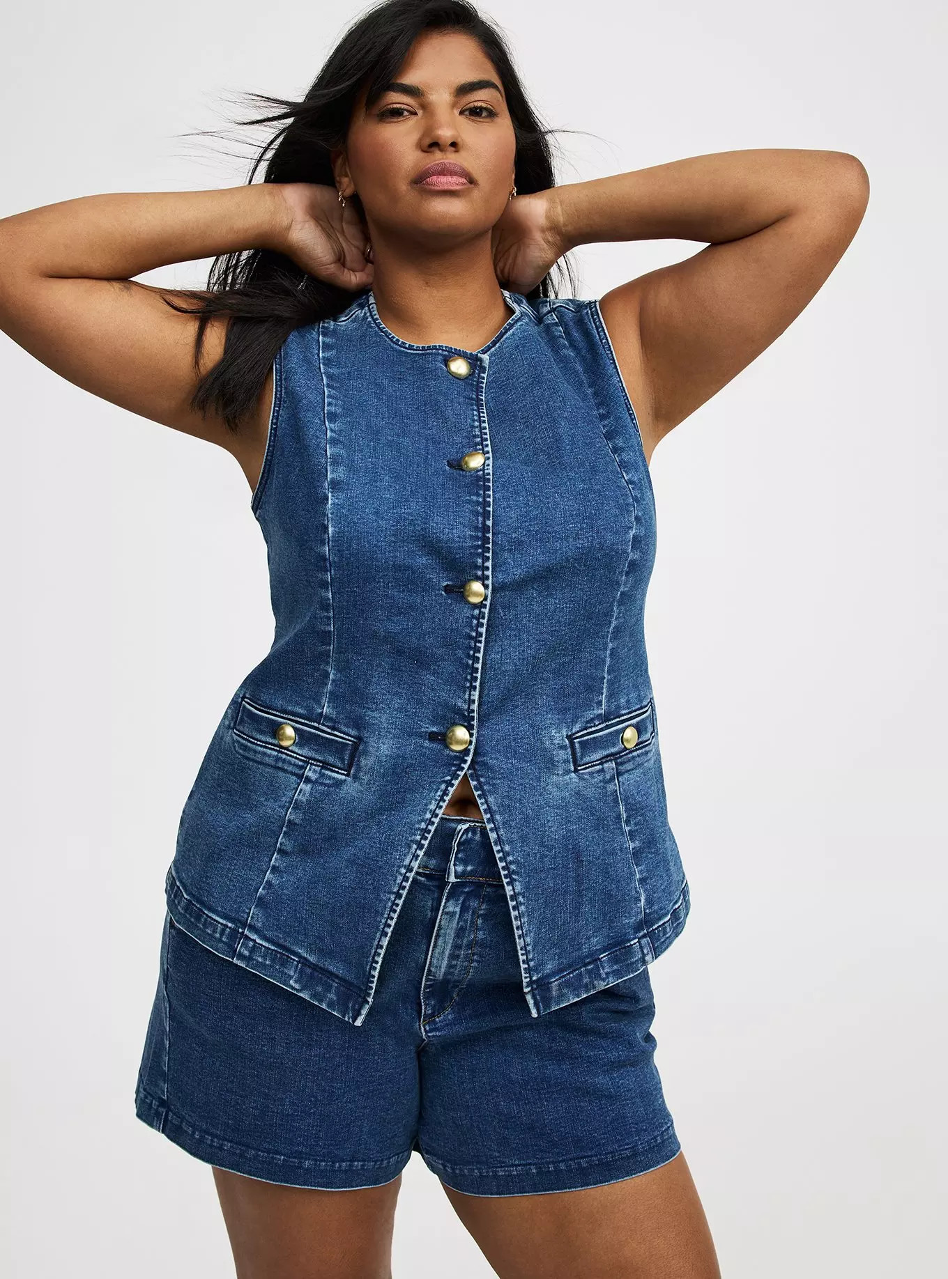 Studio High Neck Denim Vest | Torrid (US & Canada)
