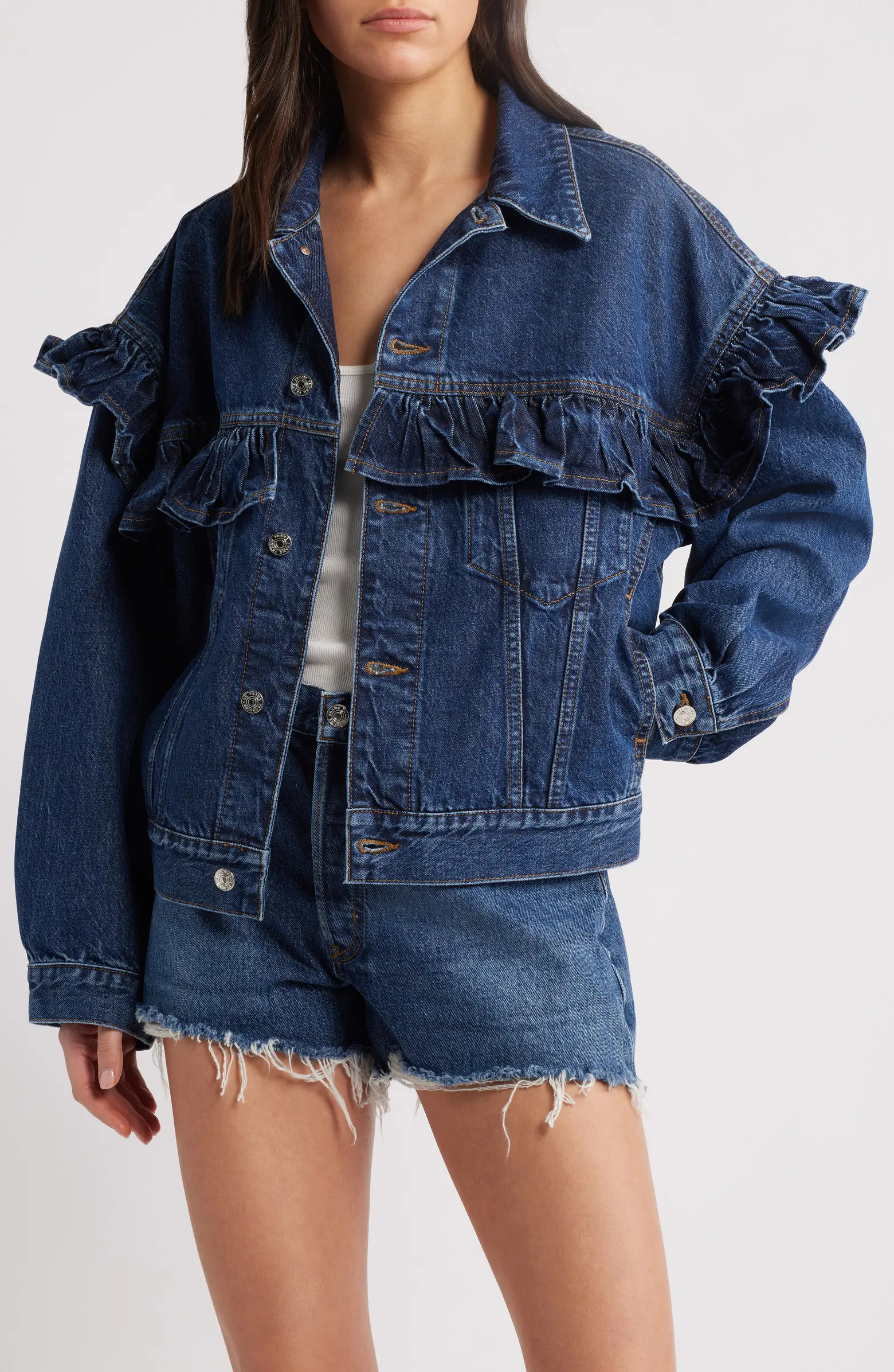 FRAME The Ruffle Denim Jacket | Nordstrom | Nordstrom