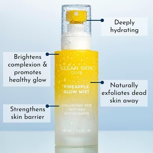 Clean Skin Club Pineapple Glow Mist | Hyaluronic Acid + Peptides | Papaya + Coconut Extracts | Hydra | Amazon (US)