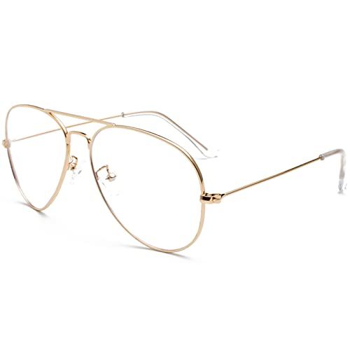 EYLRIM Blue Light Aviator Glasses for Women Men Metal Pilot Frame Clear Lens Computer Eyeglasses | Amazon (US)
