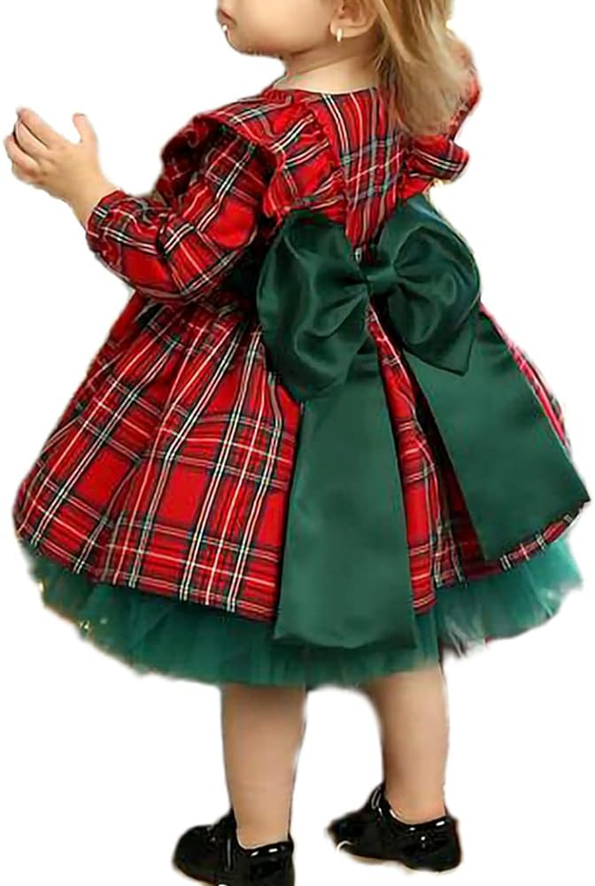 Toddler Baby Girl Christmas Dress Buffalo Plaid Tulle Tutu Skrit Princess Dress Xmas Clothes Outf... | Amazon (US)