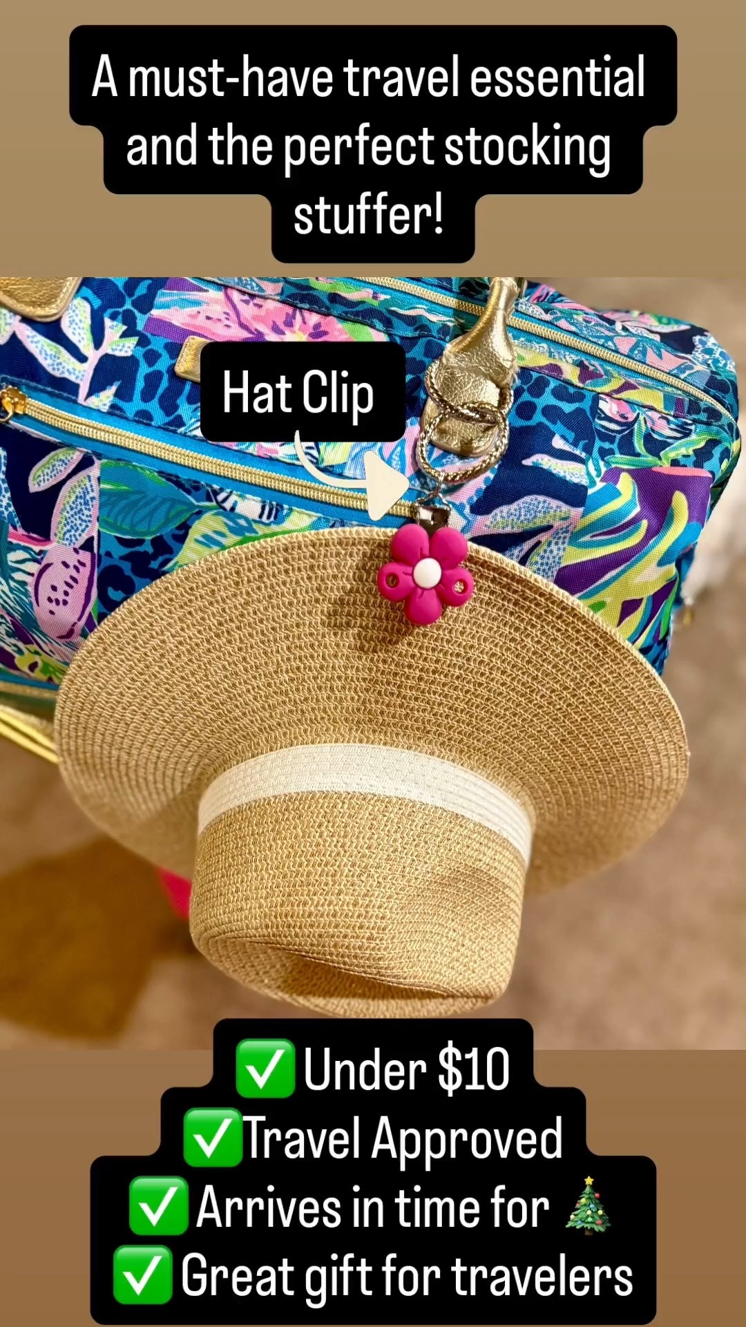 Stocking Stuffer 

A must-have travel essential and the perfect stocking stuffer!
This hat clip keeps your favorite hats secure while traveling—no crushing, no awkward packing. Clips right onto your tote, backpack, or carry-on and comes in several cute styles.

✔️ Under $10
✔️ Travel-approved
✔️ Arrives in time for Christmas
✔️ Great gift for travelers, beach lovers, and winter getaways

I’m sharing this now and will be linking more travel essentials that make amazing gifts and stocking stuffers—don’t wait on these!

hat clip
travel essentials
travel accessories
stocking stuffer ideas
gifts for travelers
holiday gift ideas
under $10 gifts
carry-on essentials
airport travel must-haves
travel organization
beach vacation essentials
Amazon travel finds


#LTKtravel
#LTKholiday
#LTKgifts
#LTKunder10
#TravelEssentials
#StockingStufferIdeas
#HolidayGiftIdeas
#GiftsForTravelers
#AmazonFinds
#TravelMustHaves
#CarryOnEssentials
#ChristmasGifts
#GiftGuide
#LTKFindsUnder50 
#LTKTravel 

#LTKSaleAlert #LTKHoliday #LTKGiftGuide