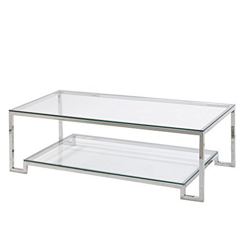 Uptown Club JACKSON Collection Steel & Glass Large Coffee Table with Lower Shelf | Amazon (US)
