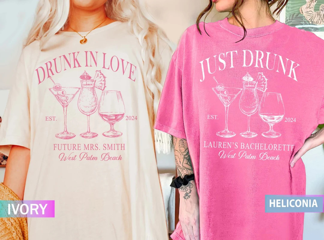 Drunk in Love Bachelorette Party Shirts, Custom Bach Tshirts, Social Cocktail Club Themed, Luxury... | Etsy (US)