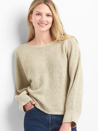 Gap Womens Textured Boatneck Pullover Oatmeal Heather Size L Tall | Gap US