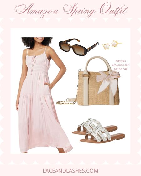 Amazon spring outfit! My maxi dress is amazing quality and is perfection with pearl sandals! My straw bag is under $50 and I added a bow (linked below!) that I found from amazon!🫶🏼

#LTKfindsunder50 #LTKfindsunder100 #LTKsalealert