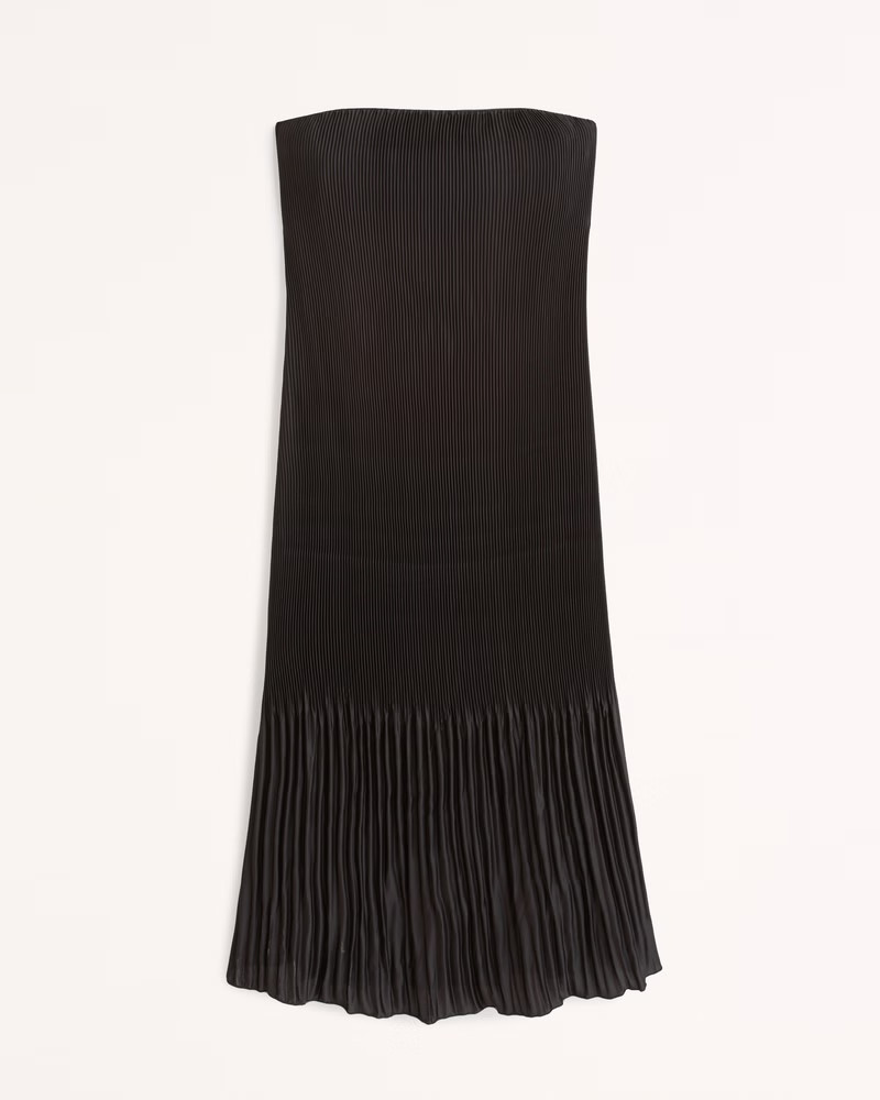 Strapless Pleat Release Midi Dress | Abercrombie & Fitch (US)